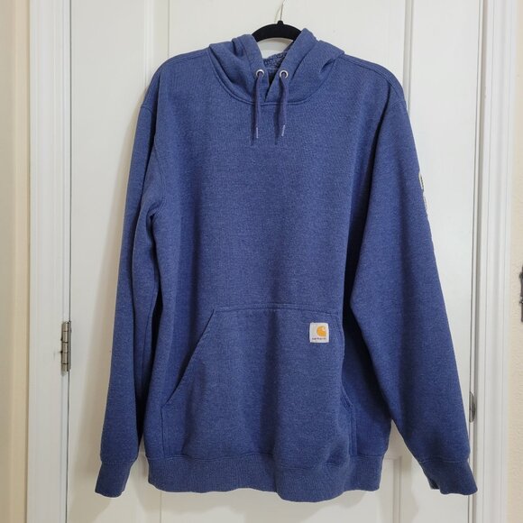 Carhartt K288 H53 Scout Blue Heather Midweight Hooded Logo Sweatshirt L - Picture 2 of 13